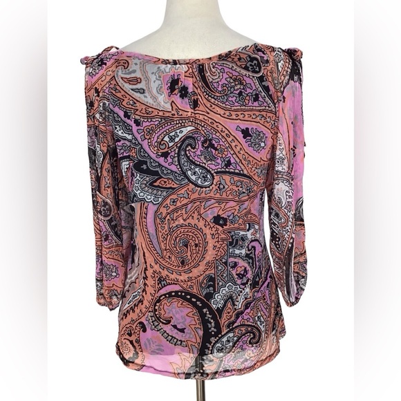 INC International Concepts Paisley Cold Shoulder Blouse - Picture 5 of 5